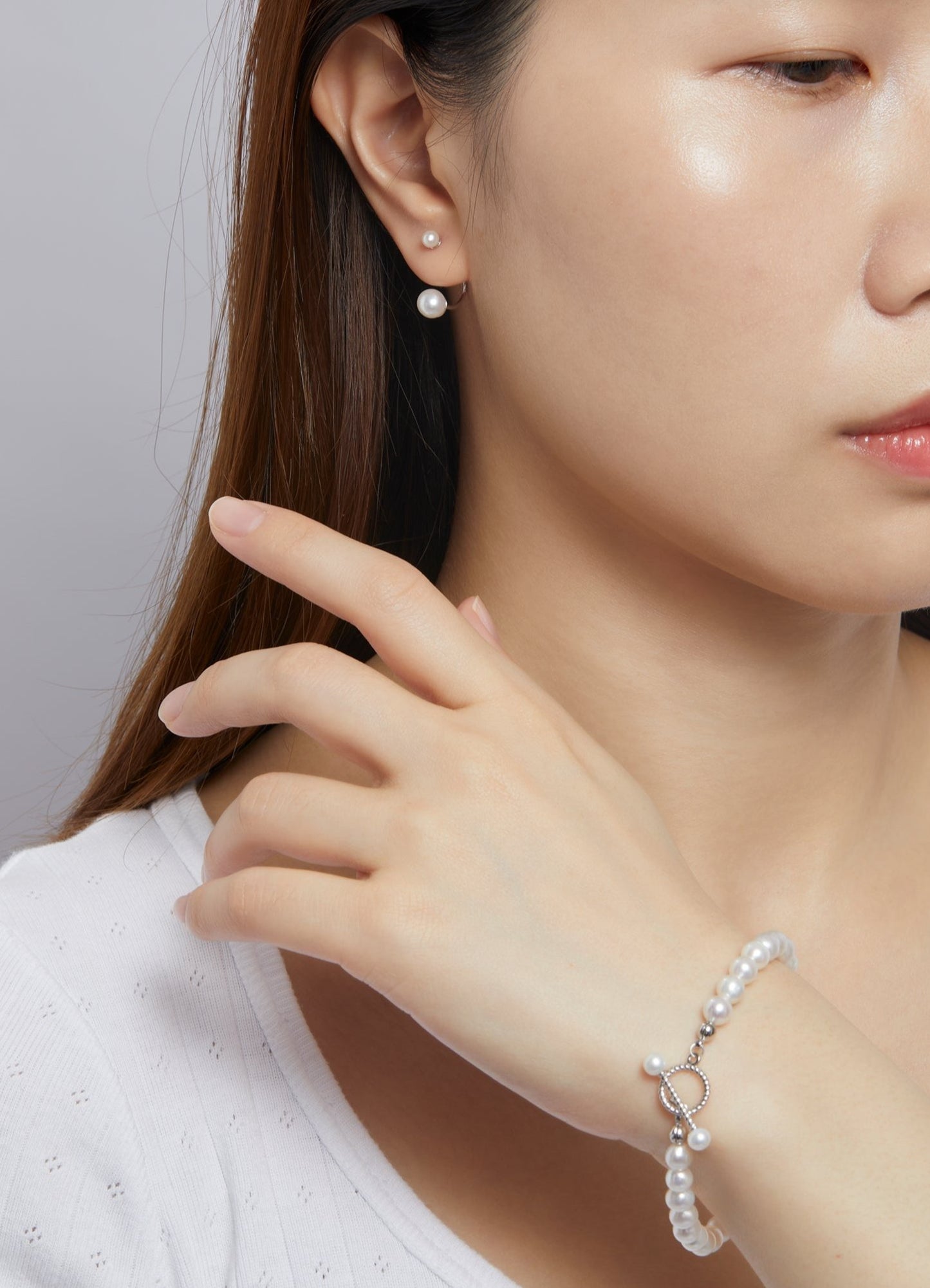 Duo Freshwater Pearl Sterling Silver Earrings