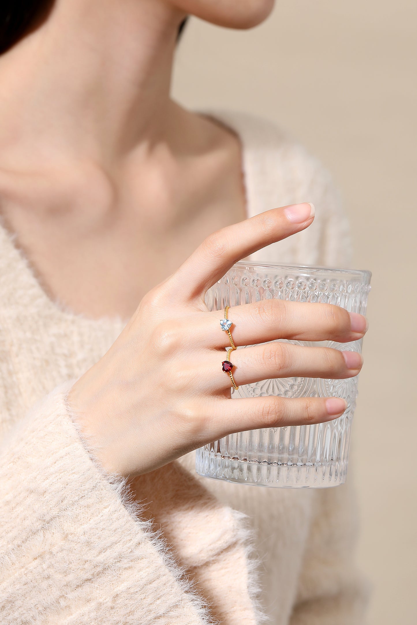 Single Heart-shaped Garnet Solitaire