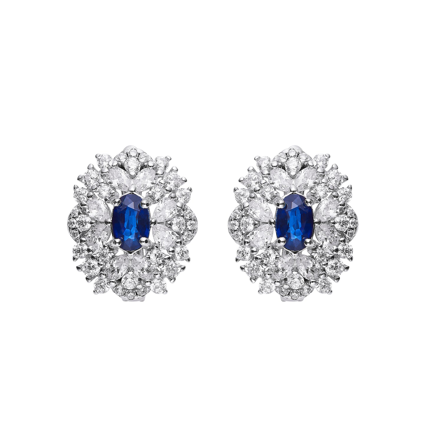 Sapphire Halo Studs in 18K Gold Plated Sterling Silver