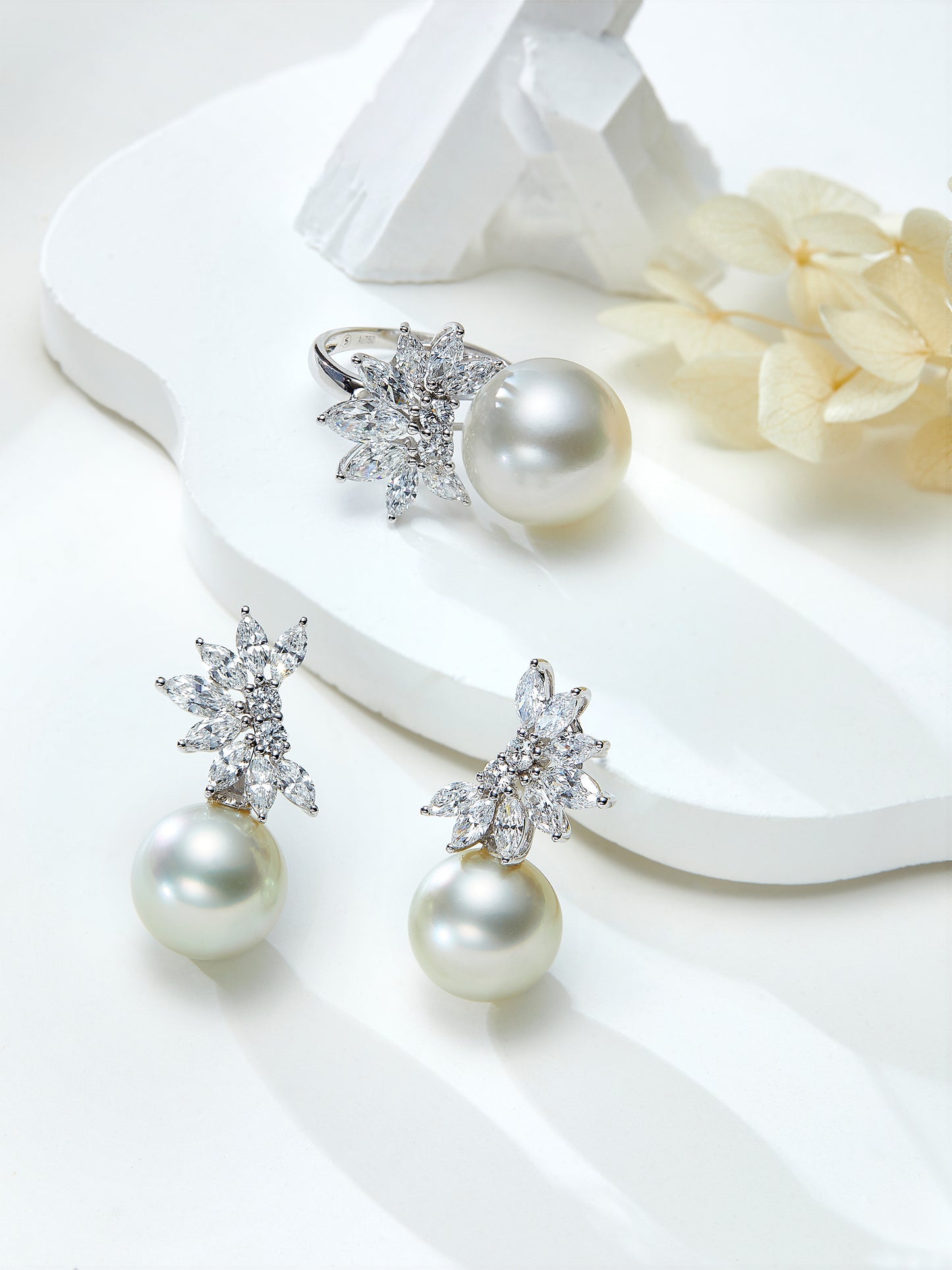 Bespoke* Angelic Wings South Sea Pearl Earrings/ 18K Gold/ Diamonds