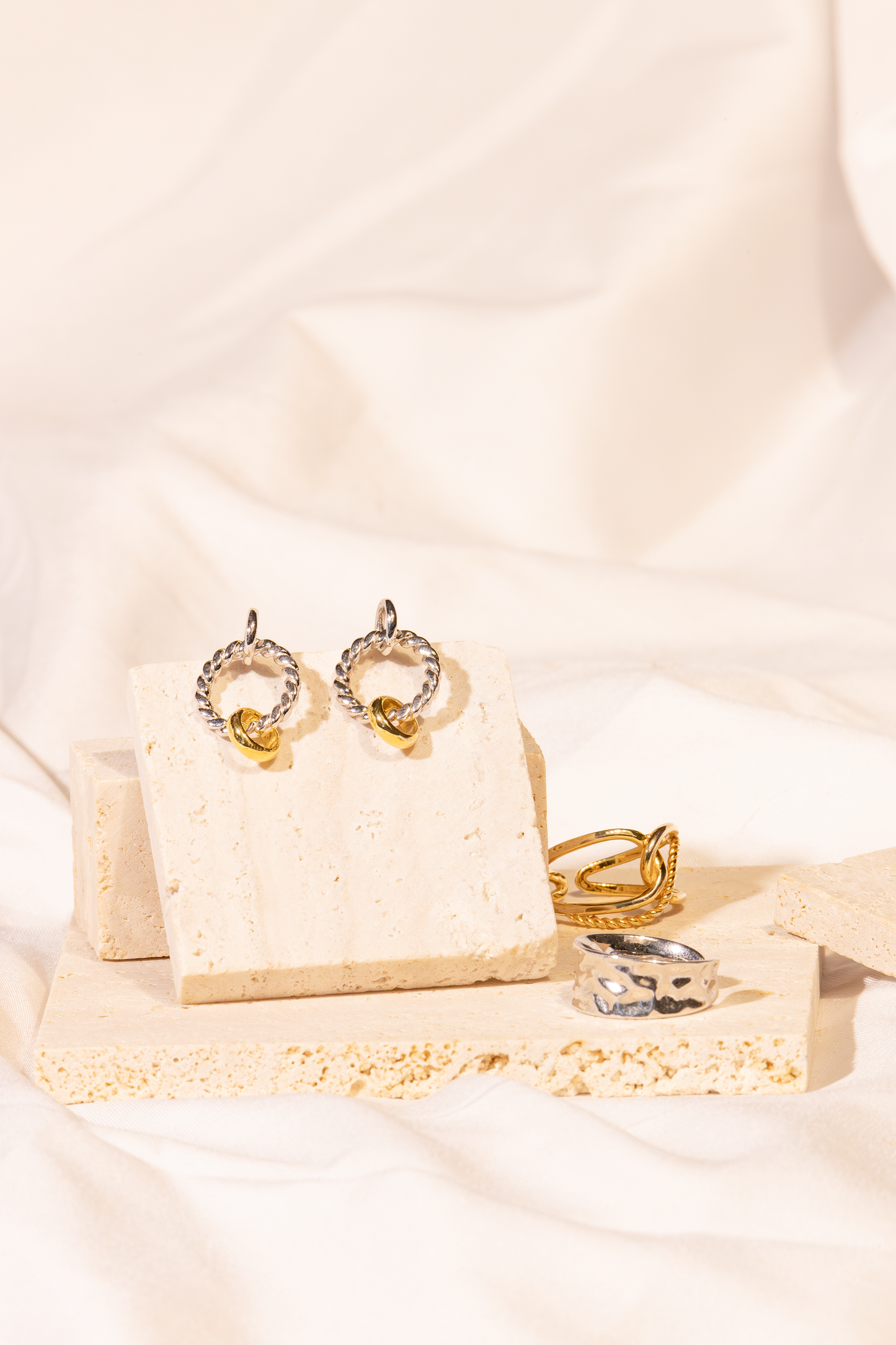 Gold and Silver Hoop Set Earrings