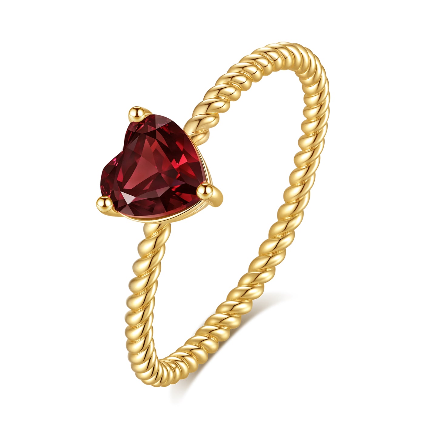 Single Heart-shaped Garnet Solitaire