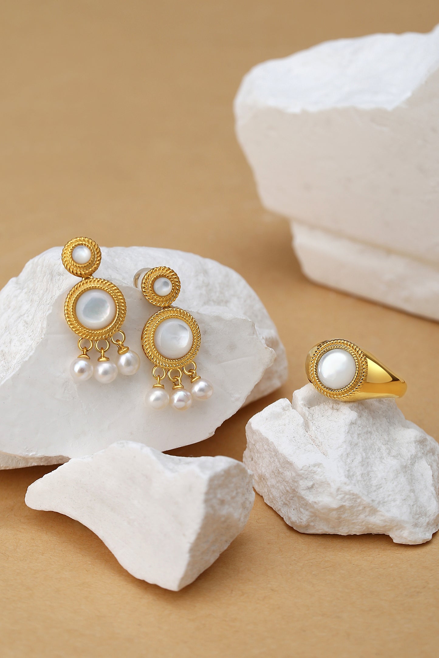 White Lotus Lustrous Duo Drop Earrings