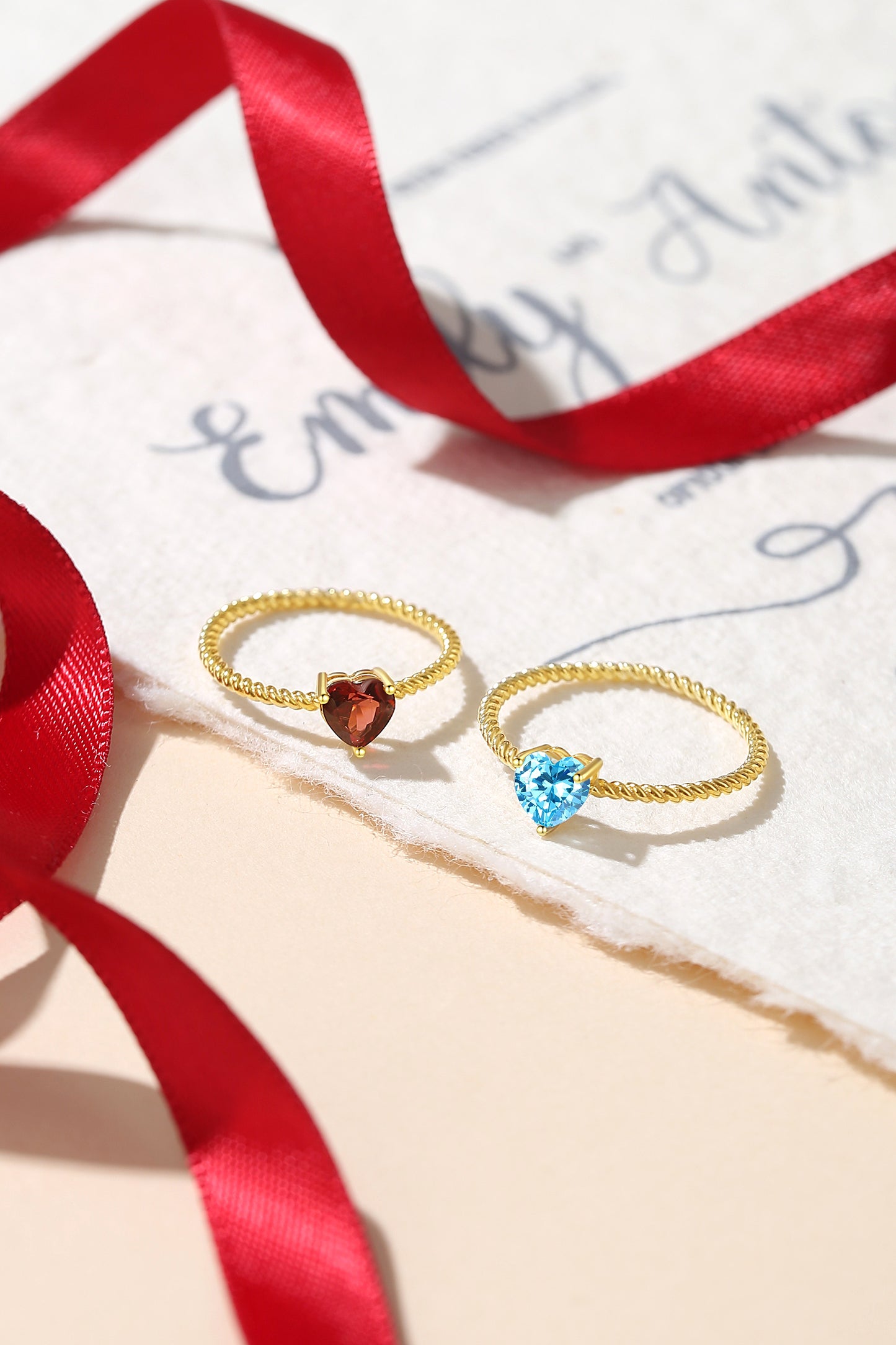 Single Heart-shaped Garnet Solitaire