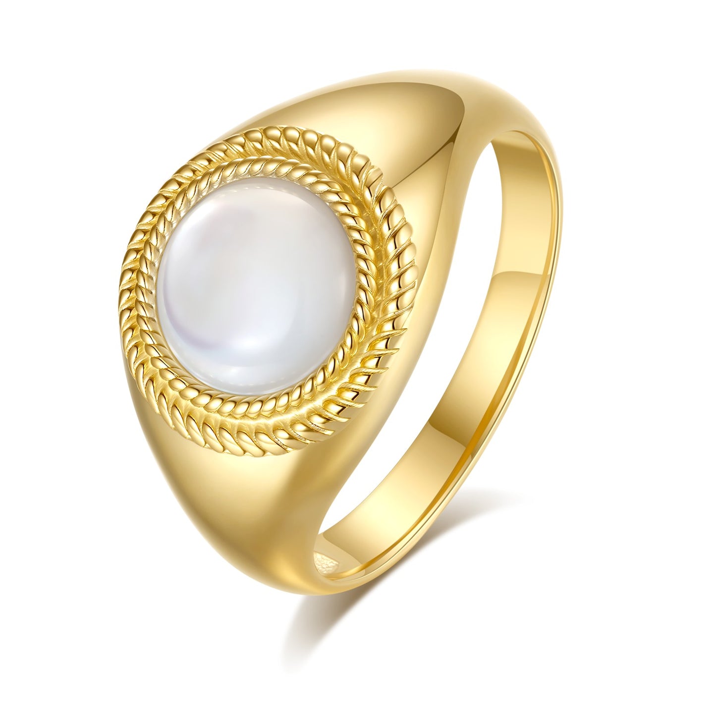 White Lotus Mother-of-Pearl Twist Caged Ring
