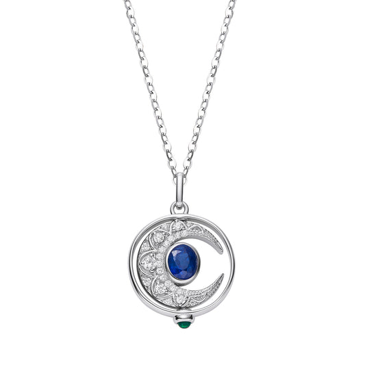 Moon and I Sapphire Pendant Necklace