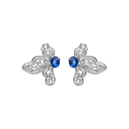 Sapphire Leaf Earrings in 18K GP Sterling Silver