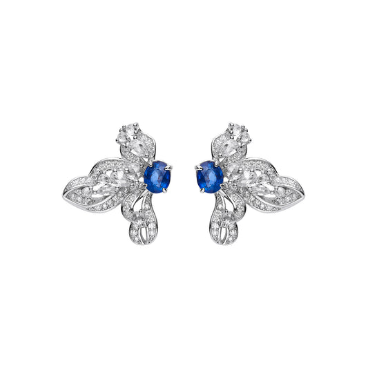 Sapphire Leaf Earrings in 18K GP Sterling Silver