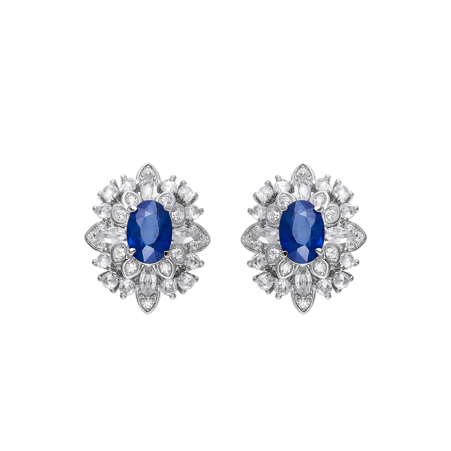 Sapphire Floral Studs in 18K Gold Plated Sterling Silver