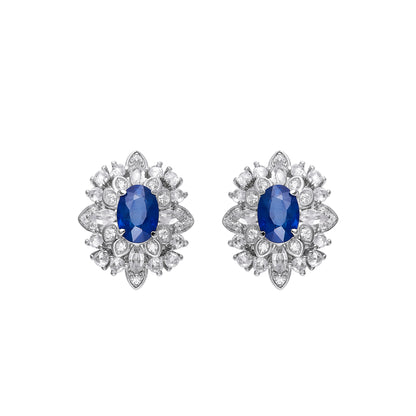 Sapphire Floral Studs in 18K Gold Plated Sterling Silver