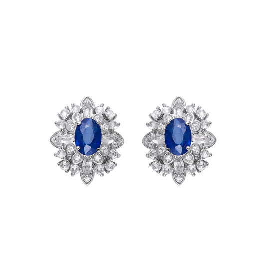 Sapphire Floral Studs in 18K Gold Plated Sterling Silver