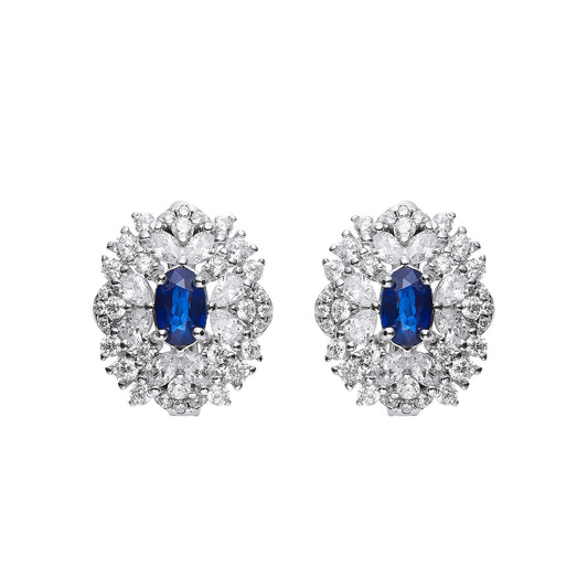 Sapphire Halo Studs in 18K Gold Plated Sterling Silver