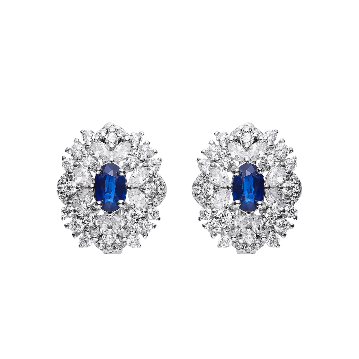 Sapphire Halo Studs in 18K Gold Plated Sterling Silver