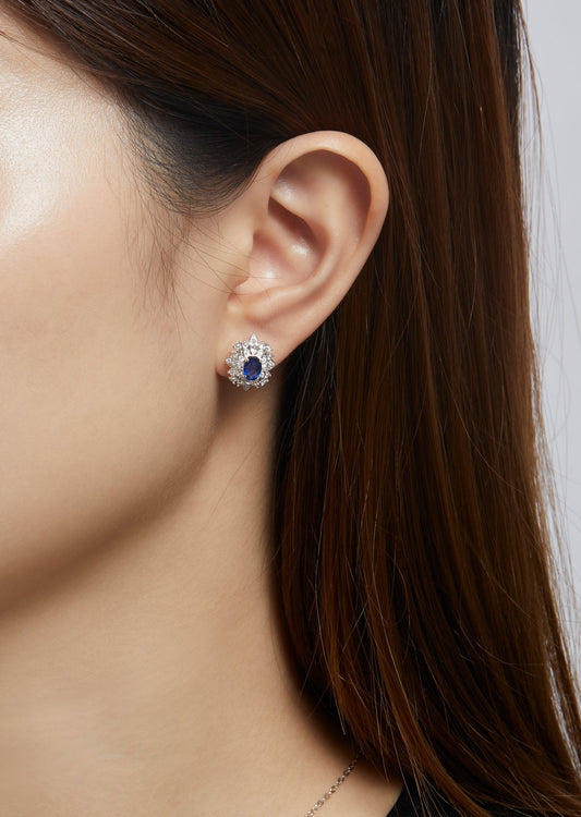 Sapphire Floral Studs in 18K Gold Plated Sterling Silver