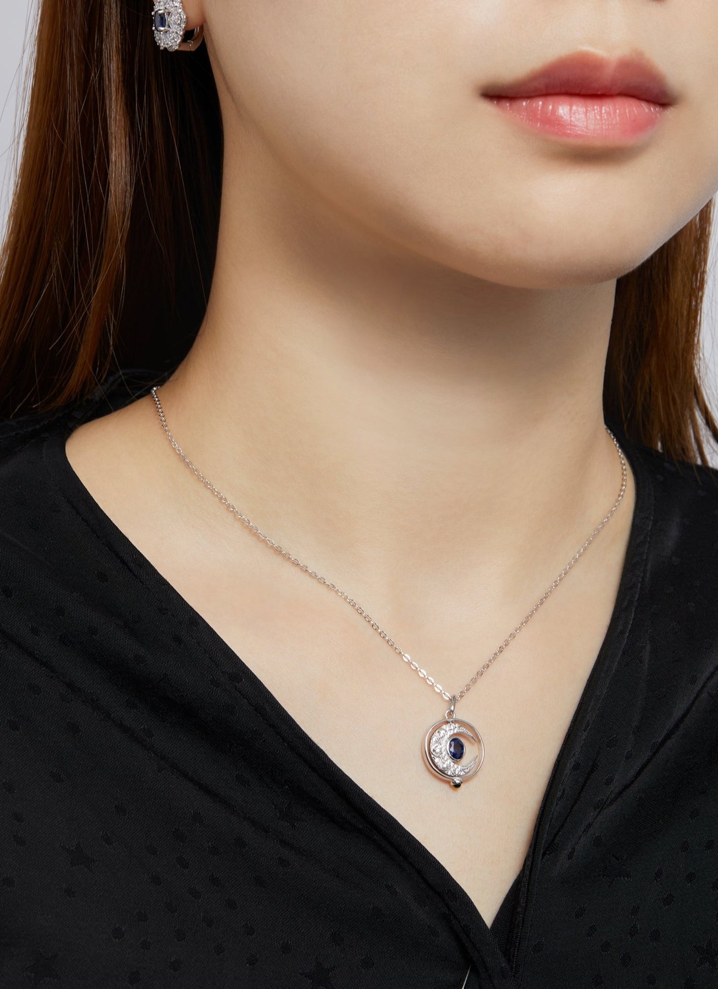 Moon and I Sapphire Pendant Necklace