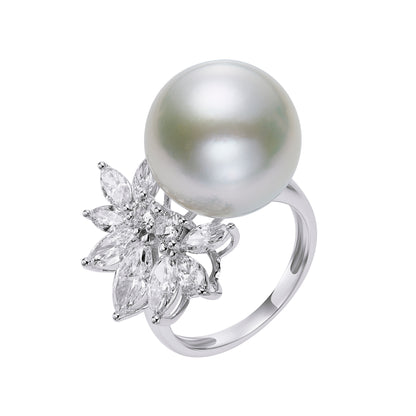 Bespoke* Angelic Wings South Sea Pearl Ring/ 18K Gold/ Diamonds