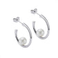 Sterling Silver Hoop Earrings with Floating Freshwater Pearl