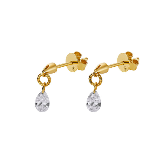 9k Gold Teardrop Lab-Grown Diamond Earrings