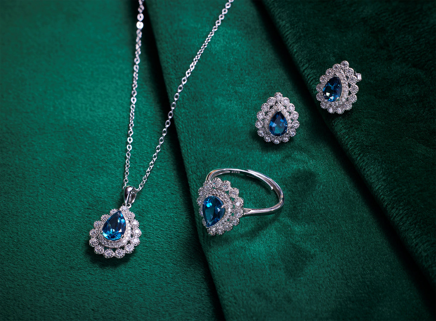 Crown Pear Topaz Sterling Silver Pendant Necklace