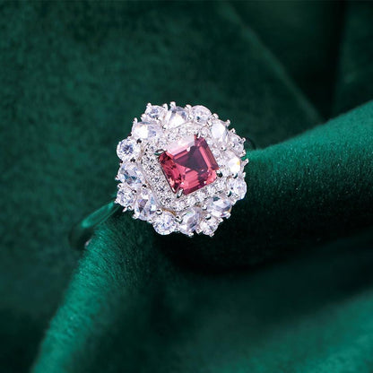 Radiant Tourmaline Halo Ring Fuchsia