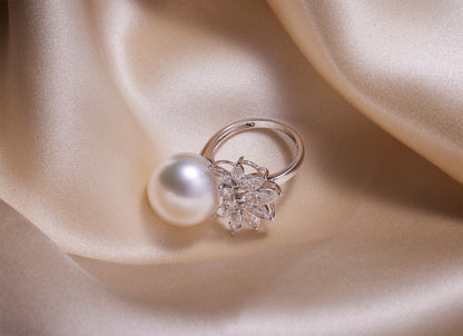 Bespoke* Angelic Wings South Sea Pearl Ring/ 18K Gold/ Diamonds