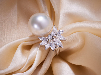 Bespoke* Angelic Wings South Sea Pearl Ring/ 18K Gold/ Diamonds