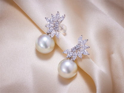 Bespoke* Angelic Wings South Sea Pearl Earrings/ 18K Gold/ Diamonds