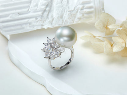 Bespoke* Angelic Wings South Sea Pearl Ring/ 18K Gold/ Diamonds