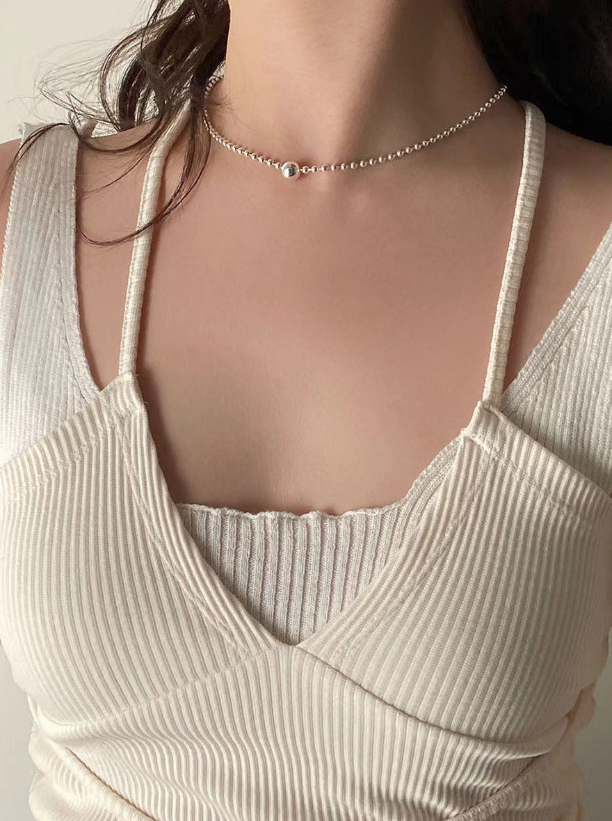 Movable Sterling Silver Ball Necklace Choker