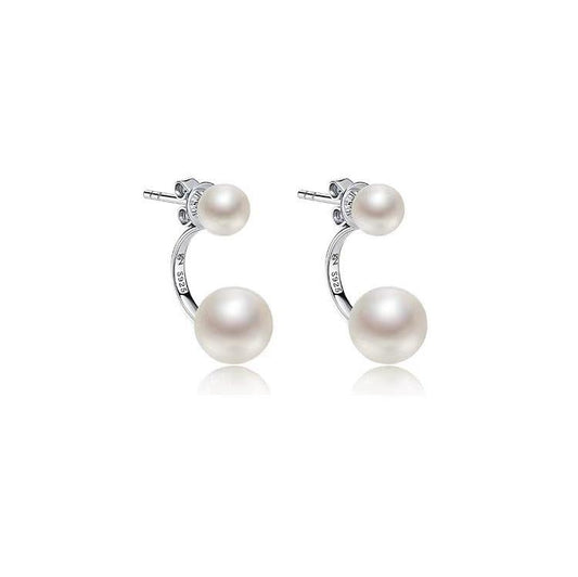 Duo Freshwater Pearl  Sterling Silver Earrings