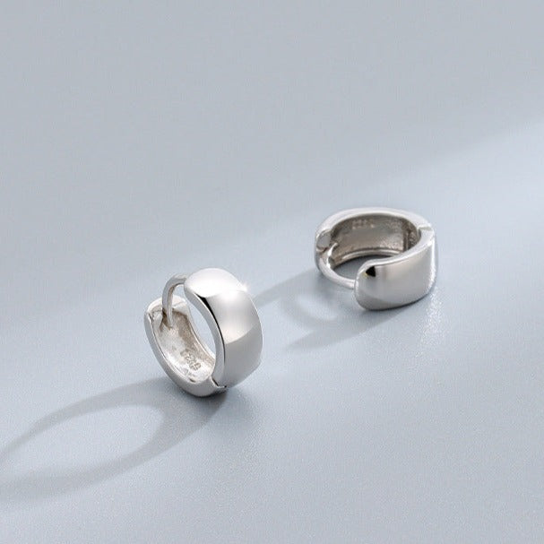 Wide Facet Sterling Silver Huggies