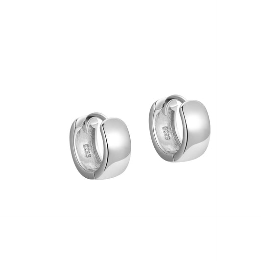 Wide Facet Sterling Silver Huggies