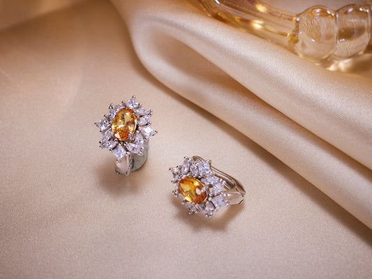 Orange Sapphire Starshine Studs in 18K Gold Plated Sterling Silver