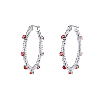 Wheel Garnet Hoop Earrings