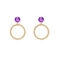 Attitude Amethyst Stone Twisted Hoop Earrings