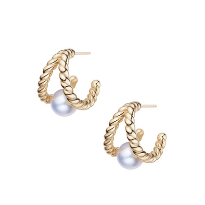 Athena Freshwater Pearl and 18K Gold Vermeil Twisted Hoop Earrings