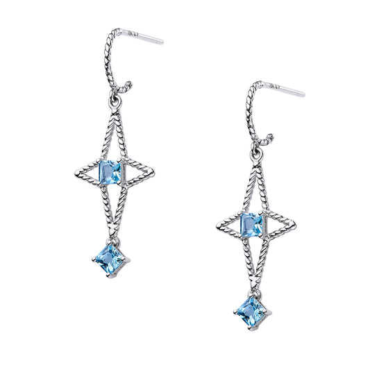 Sky Topaz Star Drop Earrings