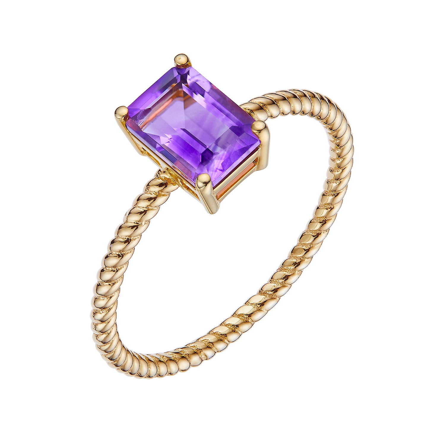 Single Step-Cut Amethyst Ring