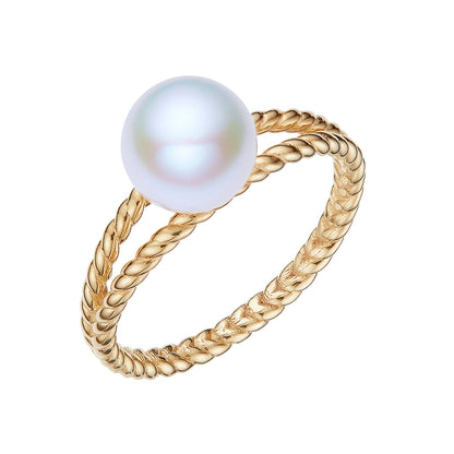 Athena Freshwater Pearl 18K Gold Vermeil Twisted Band Ring