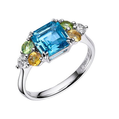 Bespoke* Ocean Breeze Aquamarine Ring/ 18K White Gold