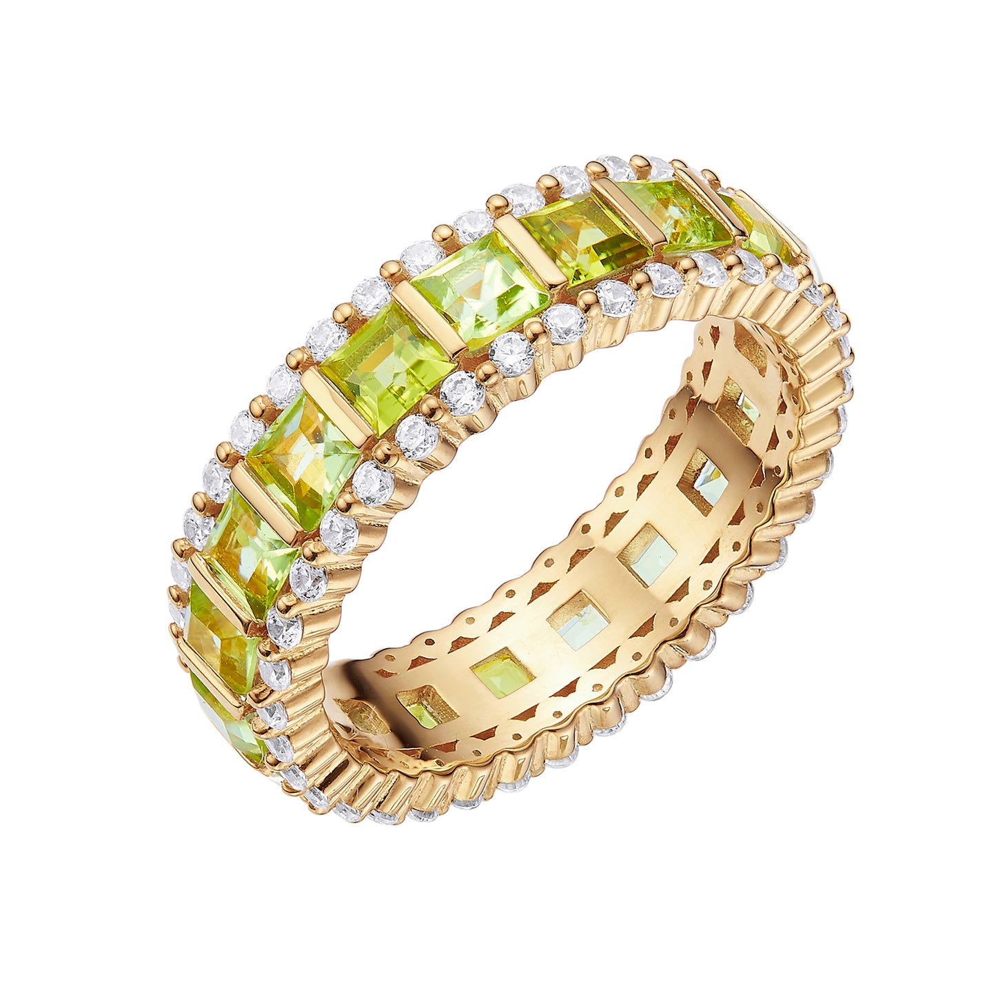 Crown Peridot 18K Gold Vermeil Bar Setting Ring